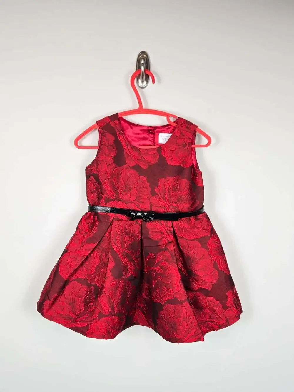 The Children's Place Girls 18-24M Red Rose Brocade Holiday Party Dress Belt